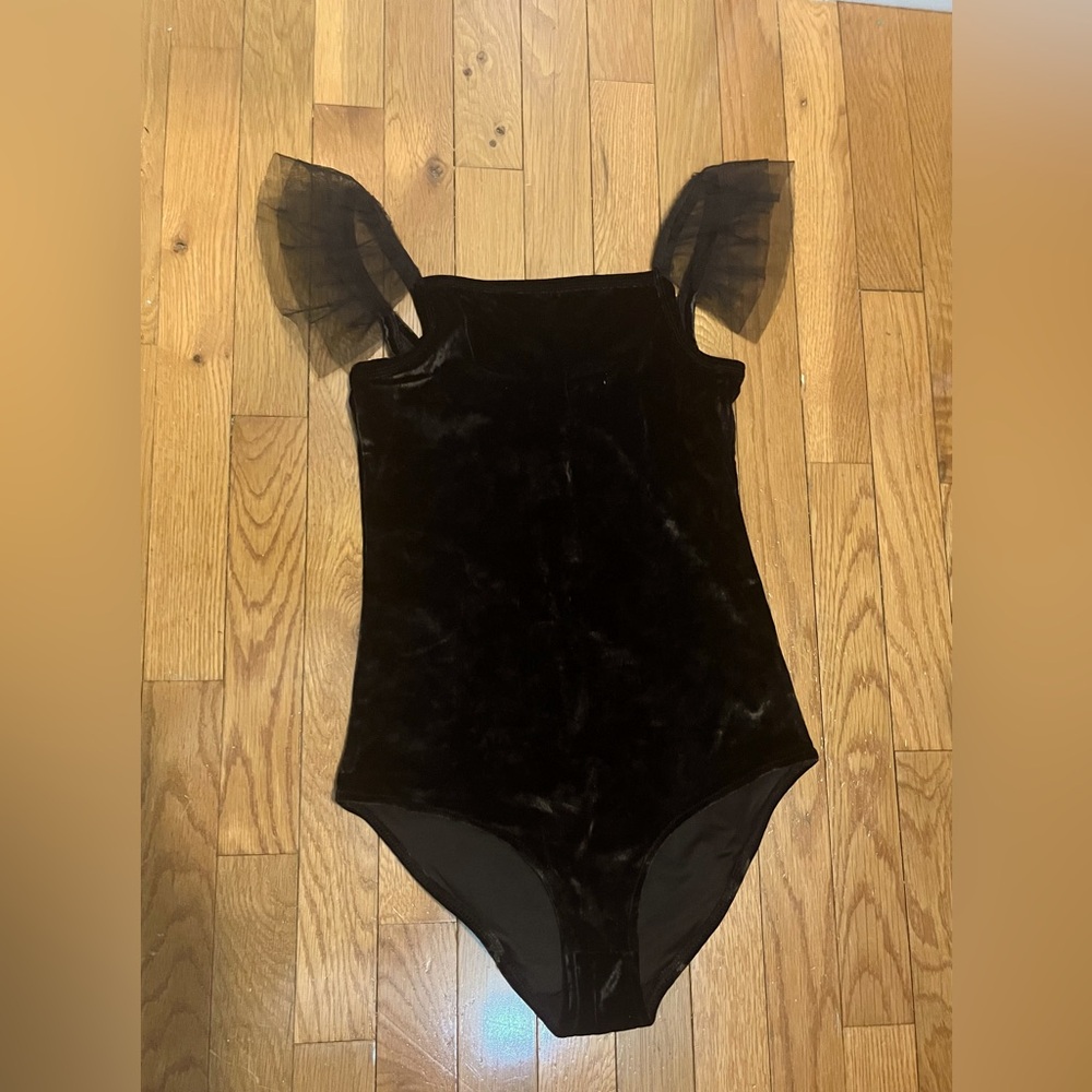 J Crew Crewcut Girls Black Bodysuits w/ Tulle Sleeves - Size 14